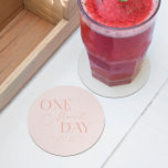 One More Day Wedding Rehearsal Blush Pink Round Paper Coaster<br><div class="desc">Minimalist wedding rehearsal dinner coaster featuring typography text that says "one more day." The background is blush pink.</div>
