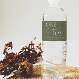 One More Day Wedding Rehearsal Sage Green Water Bottle Label