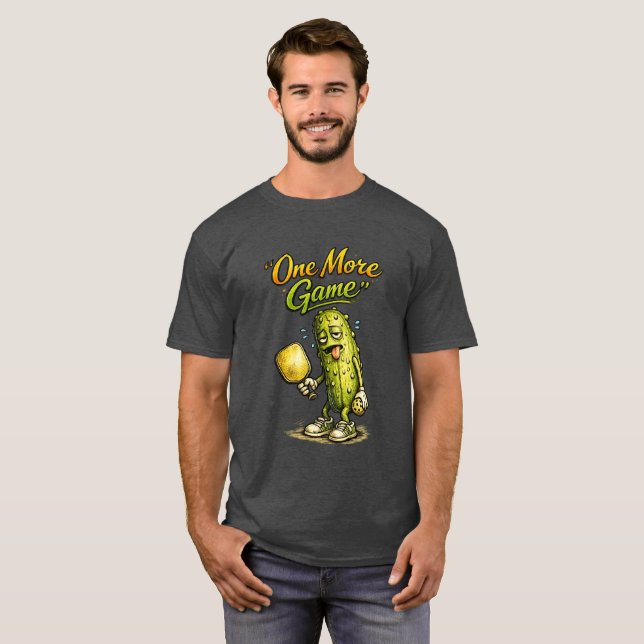 One More Game Funny Pickleball Pickle  T-Shirt (Front Full)