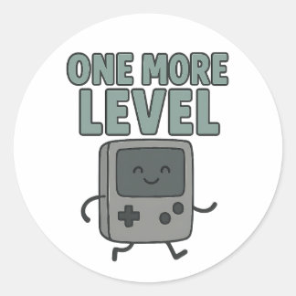 One More Level Cute Retro Gaming Console Cartoon Classic Round Sticker