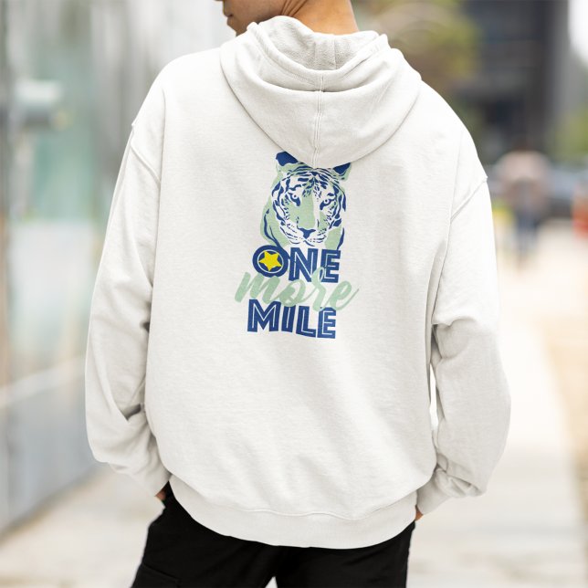 One More Mile Motivational Blue Tiger Men's Hoodie (Creator Uploaded)