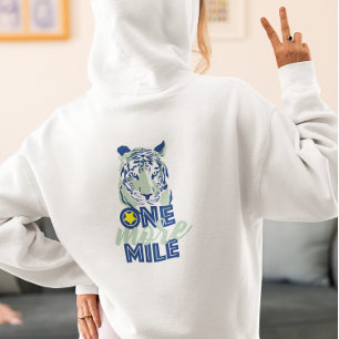 One More Mile Motivational Blue Tiger Women Hoodie