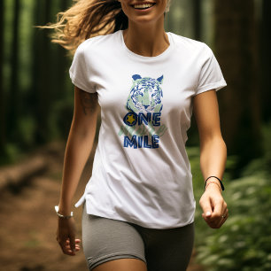 One More Mile Motivational Blue Tiger Women T-Shirt