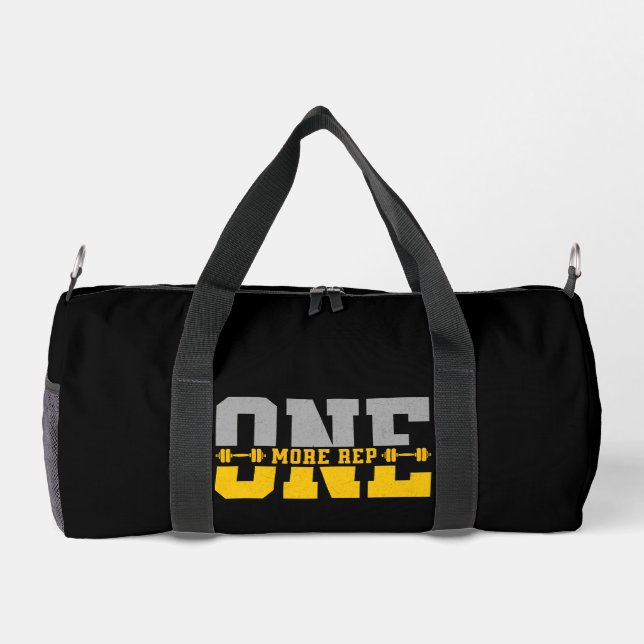 One More Rep Gym Motivation Weightlifting Duffle Bag (Back)