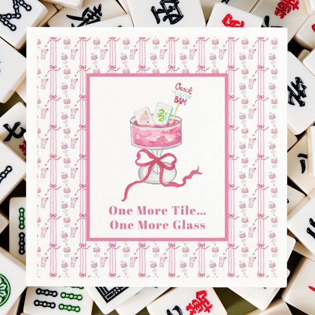 One More Tile… One More Glass Mahjong Drink Funny Napkin (Creator Uploaded)