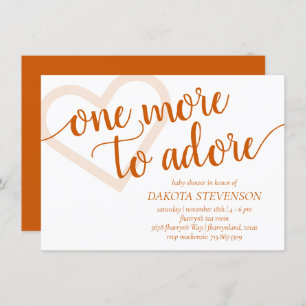One More to Adore Fall Orange Heart Baby Shower Invitation