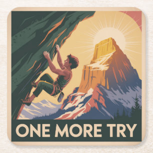 One More Try Square Paper Coaster