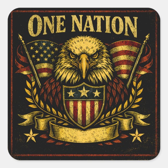 One Nation – American Unity Pride Square Sticker (Front)