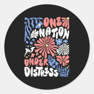 One Nation Under Distress Floral America Flag Chri Classic Round Sticker
