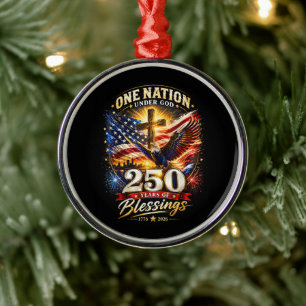 One Nation Under God 250 Years 250th Anniversary Metal Tree Decoration