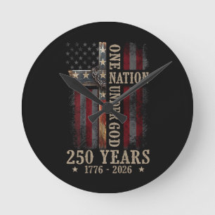 One Nation Under God 250 Years 250th Anniversary Round Clock