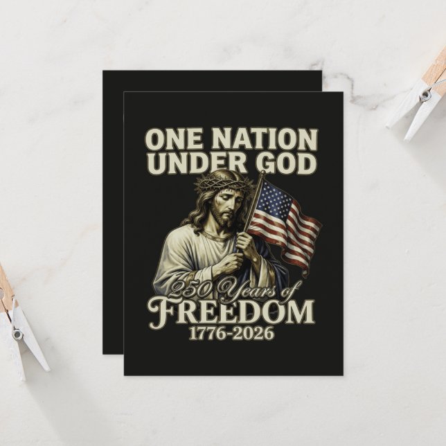 One Nation Under God 250 Years Blessings Invitation (Front/Back In Situ)