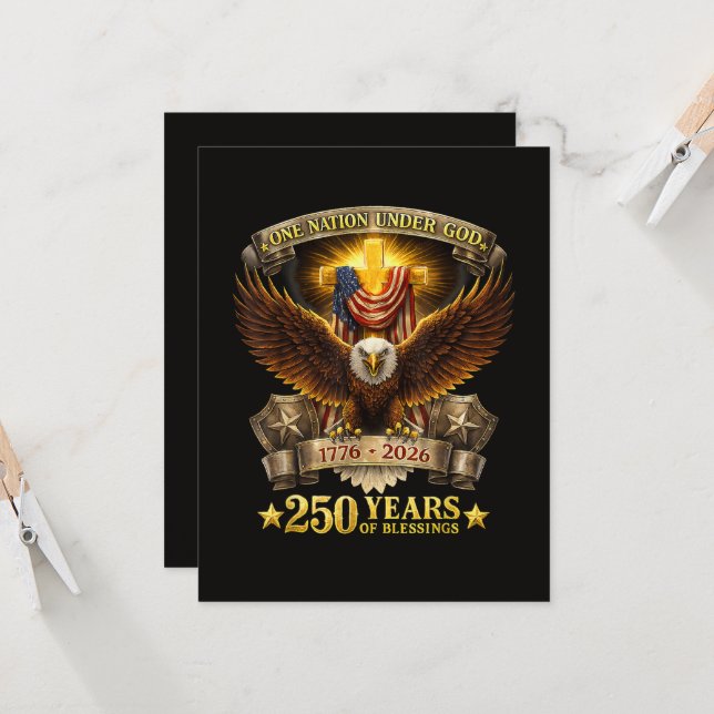 One Nation Under God 250 Years Blessings  Invitation (Front/Back In Situ)