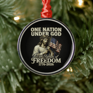 One Nation Under God 250 Years Blessings Metal Tree Decoration