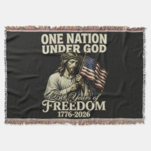 One Nation Under God 250 Years Blessings Throw Blanket