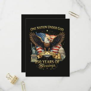 One Nation Under God 250 Years Invitation Postcard