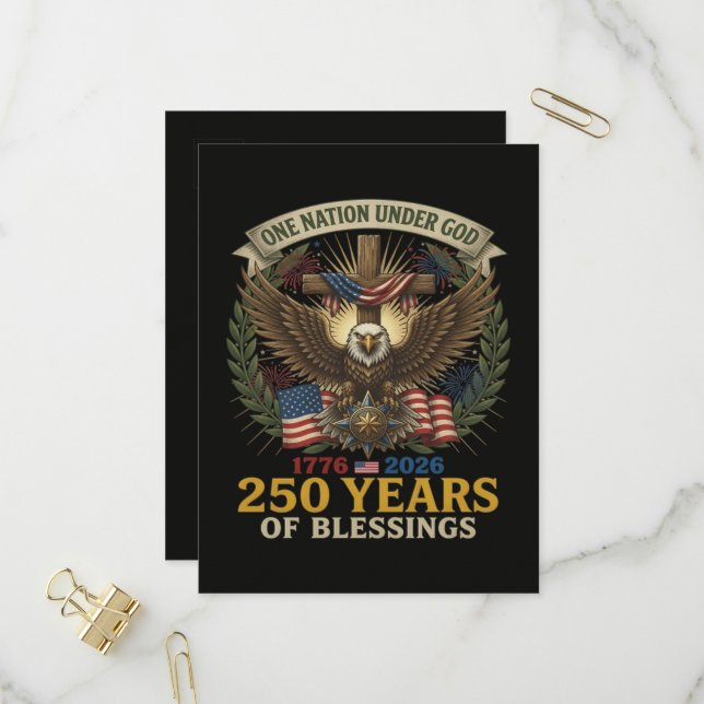 One Nation Under God 250 Years Invitation Postcard (Front/Back In Situ)