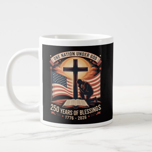 One Nation Under God 250 Years  Large Coffee Mug (Left)