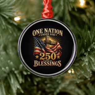 One Nation Under God 250 Years Metal Tree Decoration