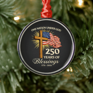 One Nation Under God  250 Years of Blessings Metal Tree Decoration