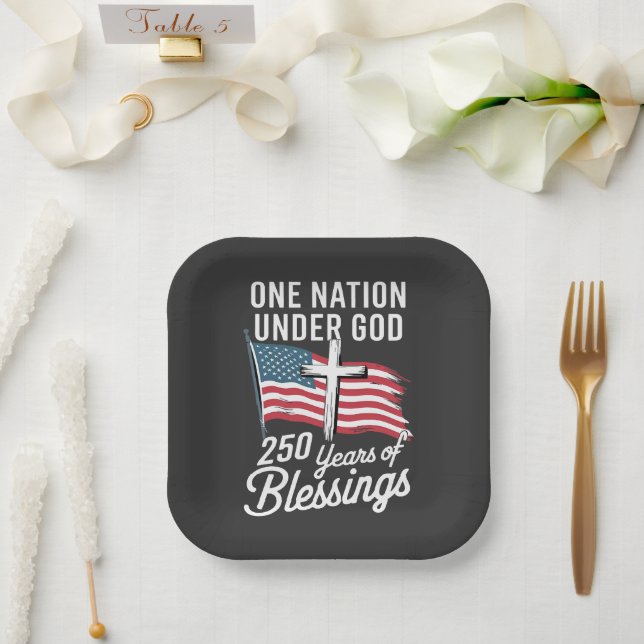 One Nation Under God 250 Years Paper Plate (Wedding)