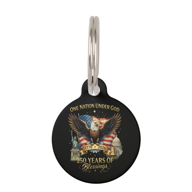 One Nation Under God 250 Years Pet Tag (Front)