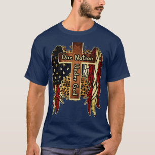 One Nation Under God 4th Of July Patriot Cross  T-Shirt