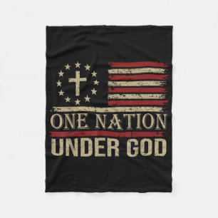 One Nation Under God America Pride Us Flag Jesus C Fleece Blanket