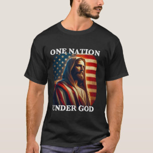 One Nation Under God American Flag and Jesus Fourt T-Shirt