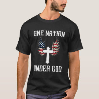 One Nation Under God American Flag Christian Cross T-Shirt