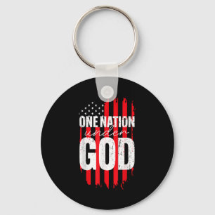 One Nation Under God American Flag Christian Jesus Key Ring