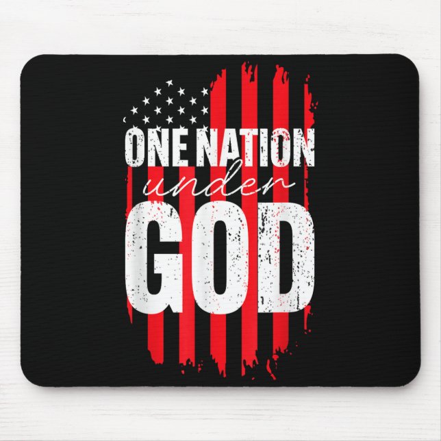 One Nation Under God American Flag Christian Jesus Mouse Pad (Front)