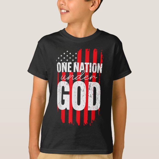 One Nation Under God American Flag Christian Jesus T-Shirt (Front)