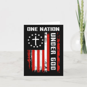 One Nation Under God American Flag Cross 4th Of Ju Card