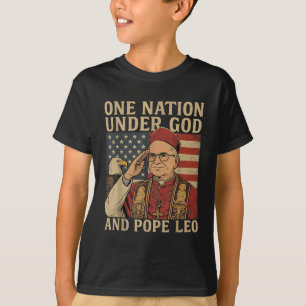 One Nation Under God And Pope Leo Usa Patriotic Ju T-Shirt