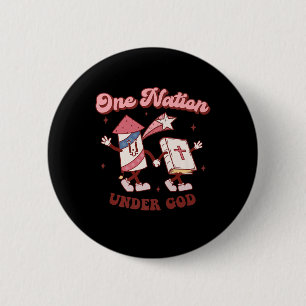 One Nation Under God Christian 4th July American G 6 Cm Round Badge