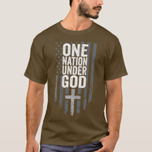 ONE NATION UNDER GOD  Christian USA Cross Flag T-Shirt