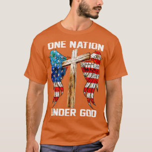 one nation under god Christian Worship Cross Flag T-Shirt
