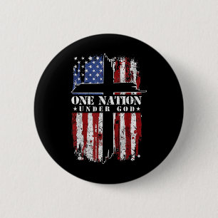 One Nation Under God Cross Usa Flag 4th Of July Pa 6 Cm Round Badge