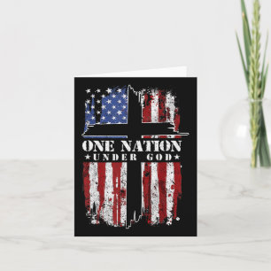 One Nation Under God Cross Usa Flag 4th Of July Pa Card