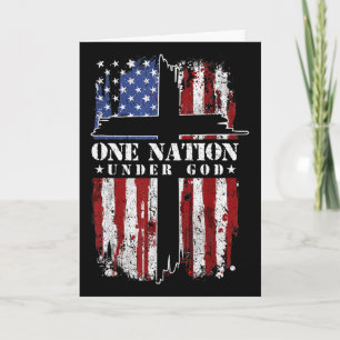 One Nation Under God Cross Usa Flag 4th Of July Pa Card