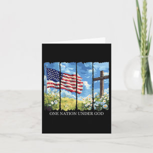 One Nation Under God Cross Usa Flag Faith Christia Card