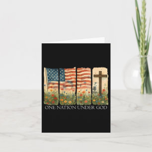 One Nation Under God Flag 4th Of July Floral Chris Card