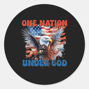 One Nation Under God Flag 4th Of July Patriotic Ch Classic Round Sticker