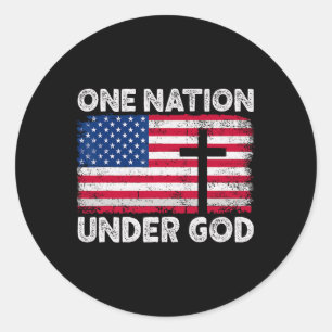 One Nation Under God Flag 4th Of July Patriotic Ch Classic Round Sticker