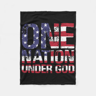 One Nation Under God Flag 4th Of July Patriotic Ch Fleece Blanket