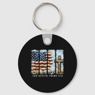 One Nation Under God Flag 4th Of July Patriotic Ch Key Ring