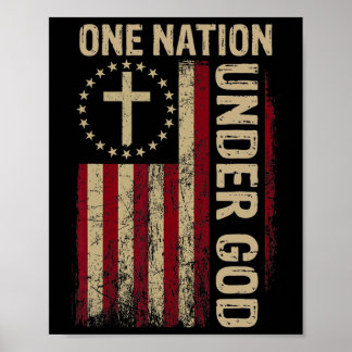 One Nation Under God Flag 4th Of July Patriotic Ch Poster