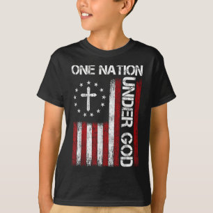 One Nation Under God Flag 4th Of July Patriotic Ch T-Shirt