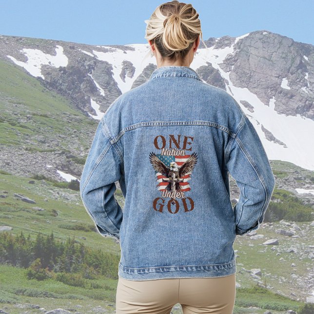 One Nation Under God Flag Eagle Denim Jacket (Creator Uploaded)